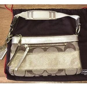 Coach gold/beige small shoulder bag